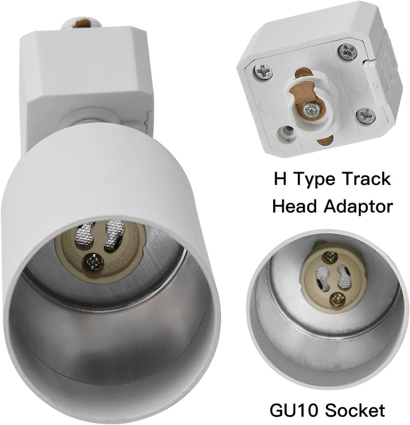 VANoopee رؤوس إضاءة مسار GU10 نوع H بيضاء LED متوافقة مع نظام هالو، محول قاعدة MR16 GU10، مصباح سقف قابل للتوجيه، عبوة من 4، بدون لمبات - Image 2